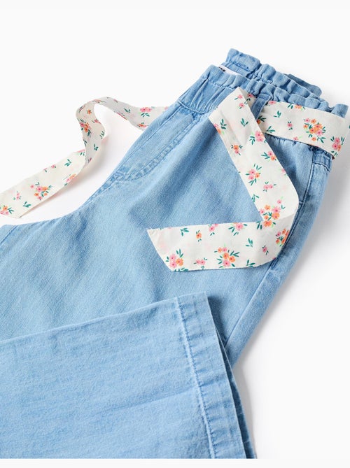 Pantaloni in jeans a gamba larga con cintura floreale - Kiabi Pantaloni in jeans a gamba larga con cintura floreale - Kiabi