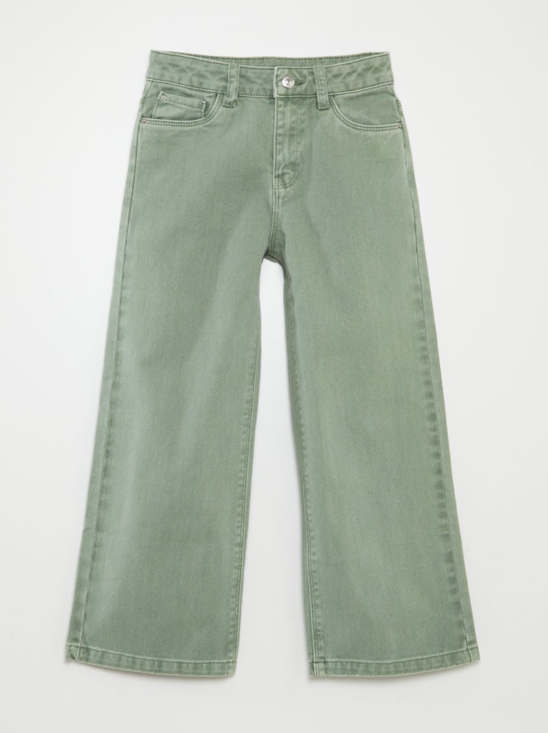 Pantaloni in jeans a vita alta wide leg verde - Kiabi