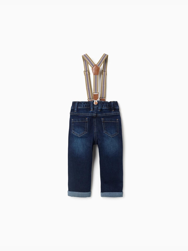 Pantaloni in jeans con bretelle rimovibili Blu scuro - Kiabi