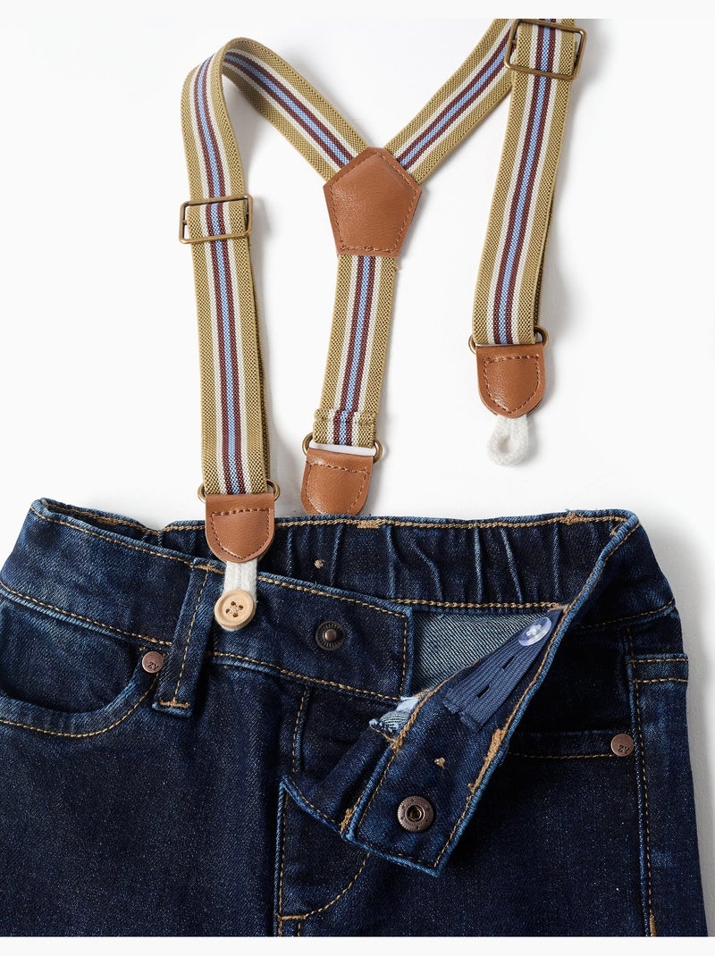 Pantaloni in jeans con bretelle rimovibili Blu scuro - Kiabi