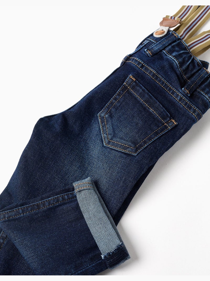 Pantaloni in jeans con bretelle rimovibili Blu scuro - Kiabi