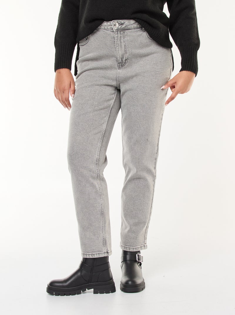 Pantaloni in jeans stretch straight Grigio - Kiabi