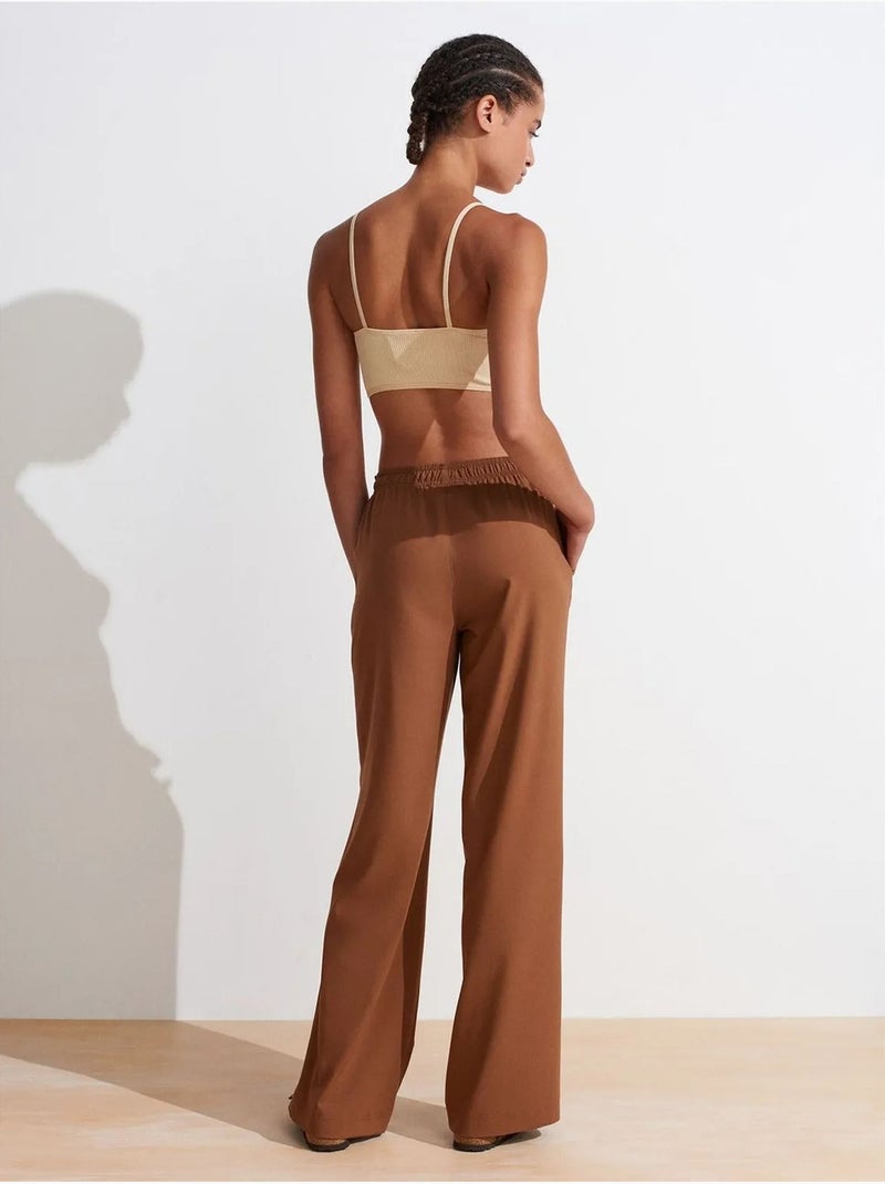 Pantaloni in jersey a gamba ampia da donna dilvin Marrone - Kiabi