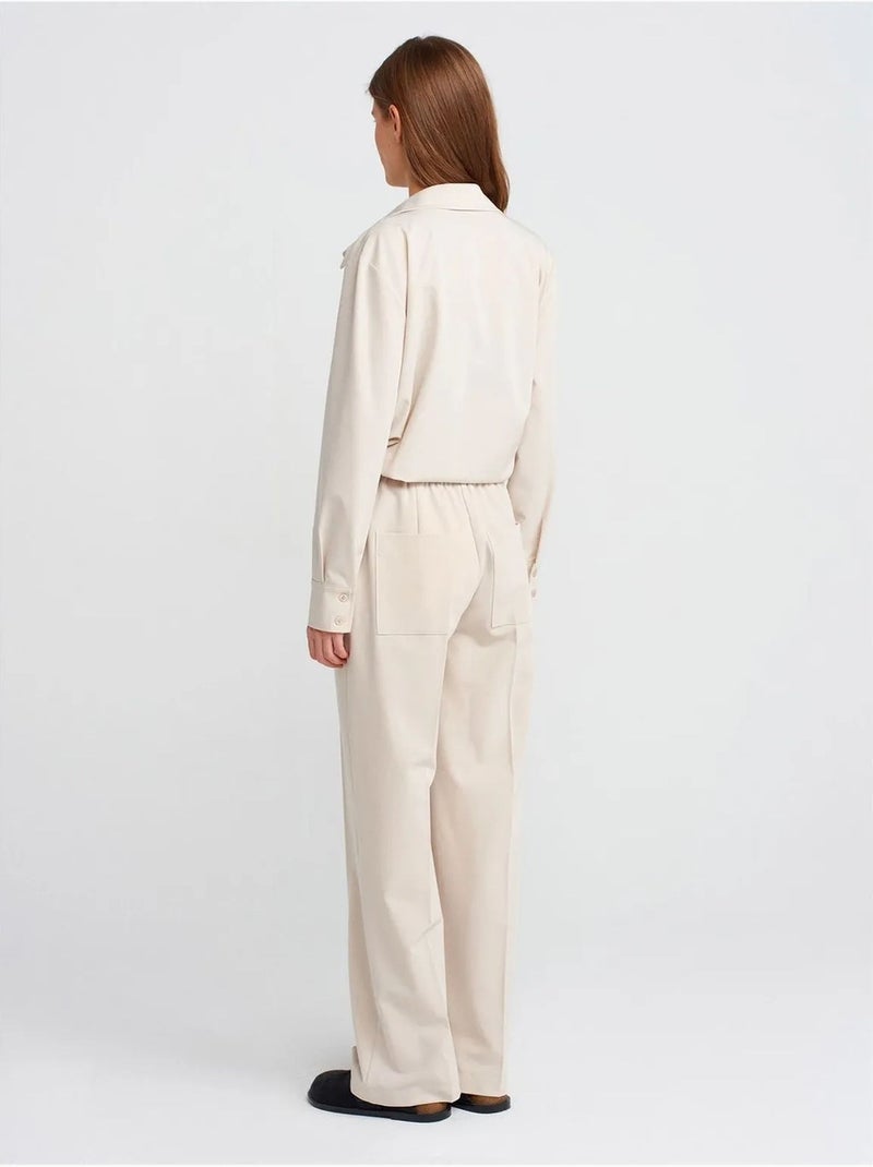 Pantaloni in jersey a gamba ampia dilvin Ecru - Kiabi