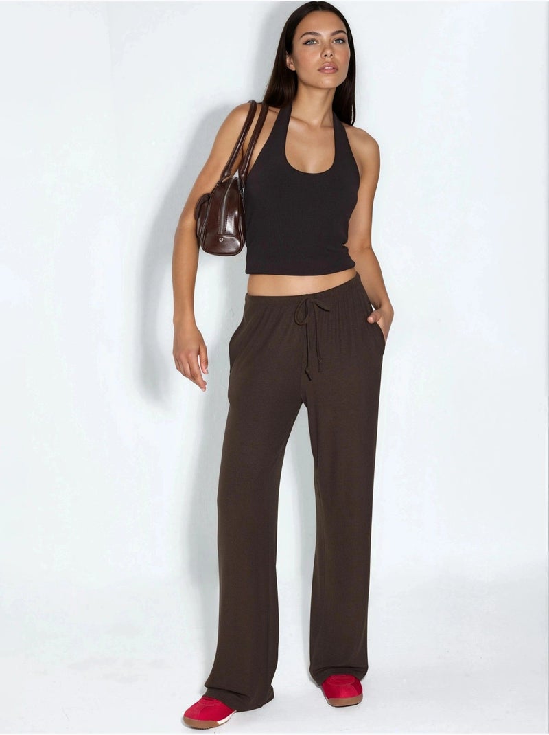 Pantaloni in jersey a gamba larga busem Marrone cioccolato - Kiabi