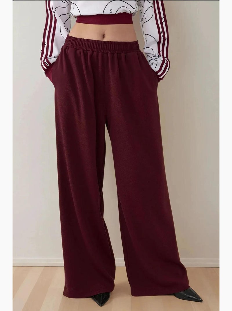 Pantaloni in jersey a gamba larga con elastico in vita hiccup Rosso bordeaux - Kiabi