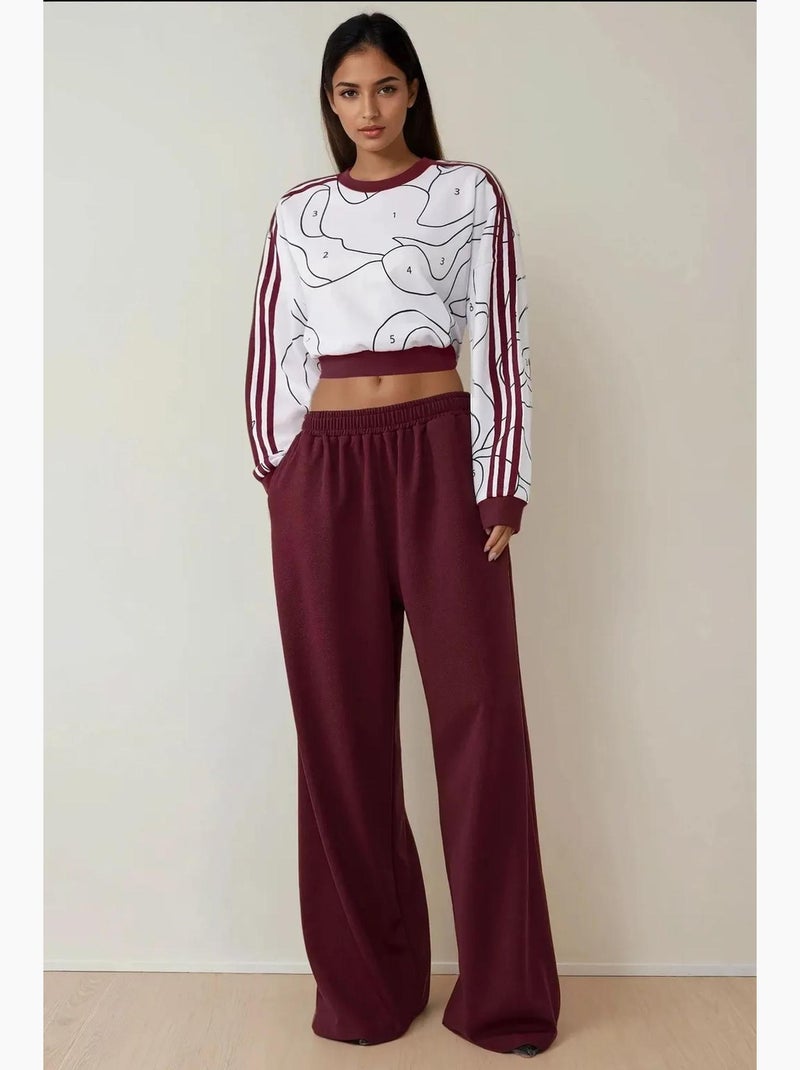 Pantaloni in jersey a gamba larga con elastico in vita hiccup Rosso bordeaux - Kiabi