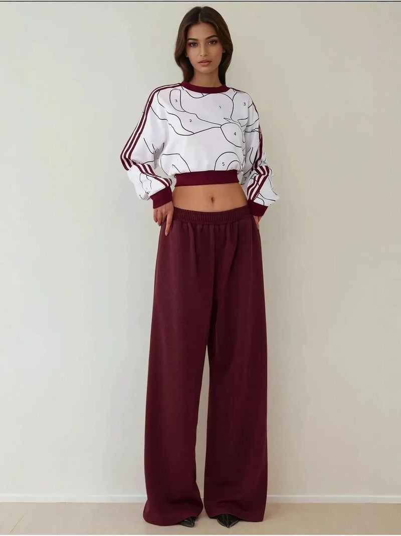 Pantaloni in jersey a gamba larga con elastico in vita hiccup Rosso bordeaux - Kiabi