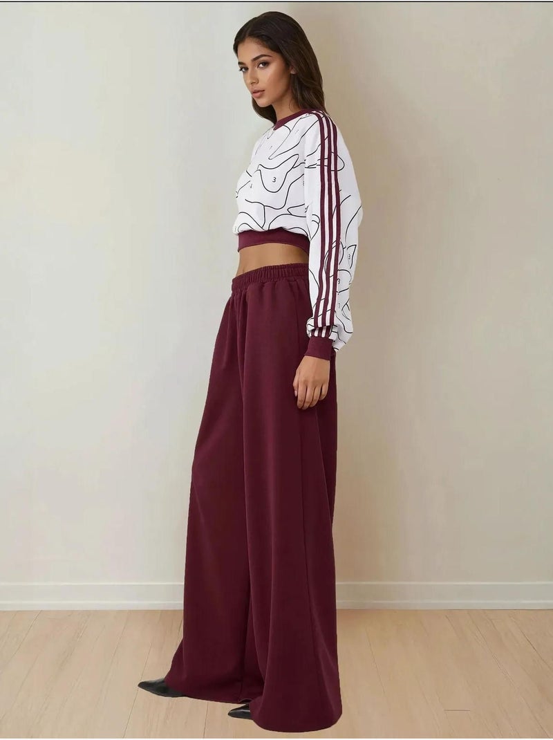 Pantaloni in jersey a gamba larga con elastico in vita hiccup Rosso bordeaux - Kiabi