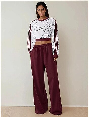 Pantaloni in jersey a gamba larga con elastico in vita