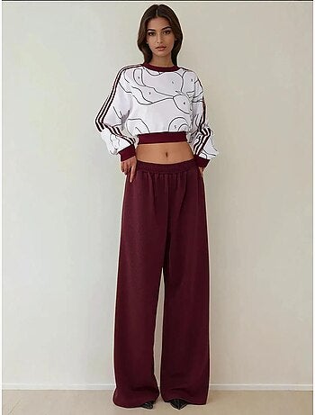 Pantaloni in jersey a gamba larga con elastico in vita