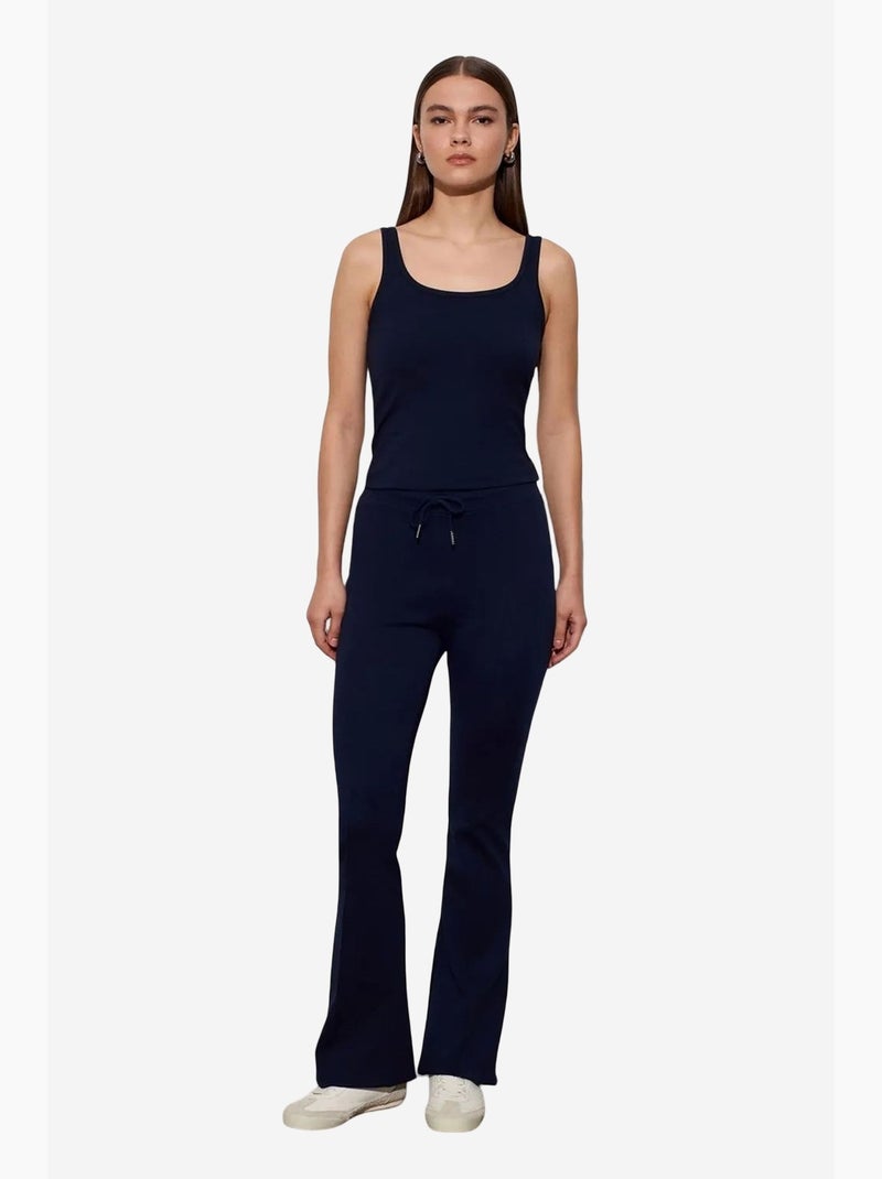 Pantaloni in jersey a zampa a vita media con coulisse dilvin Blu marino - Kiabi