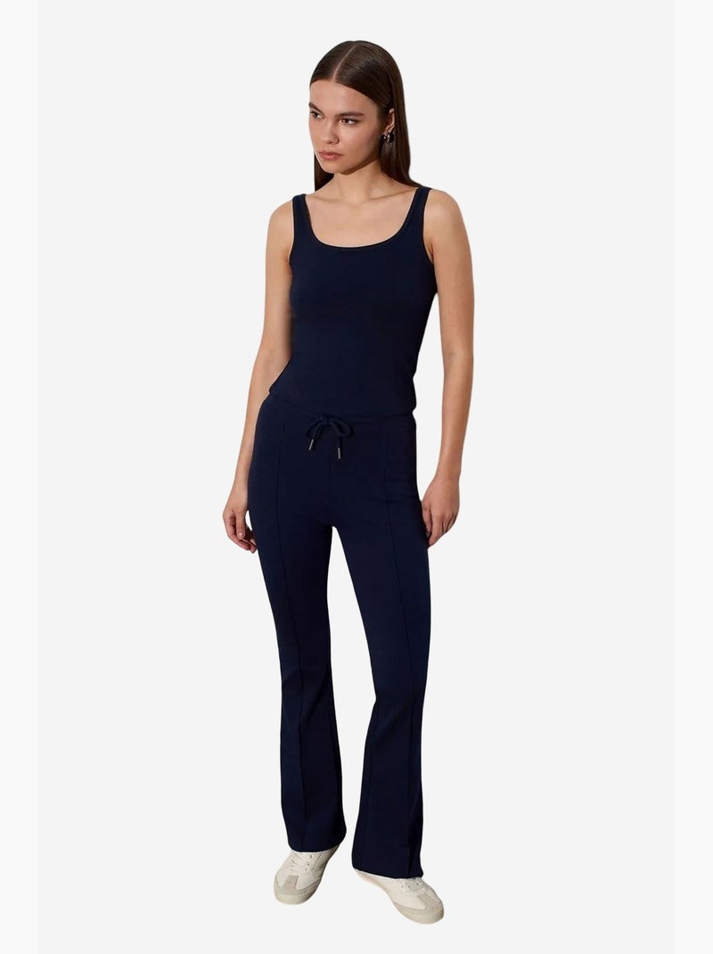 Pantaloni in jersey a zampa a vita media con coulisse dilvin Blu marino - Kiabi
