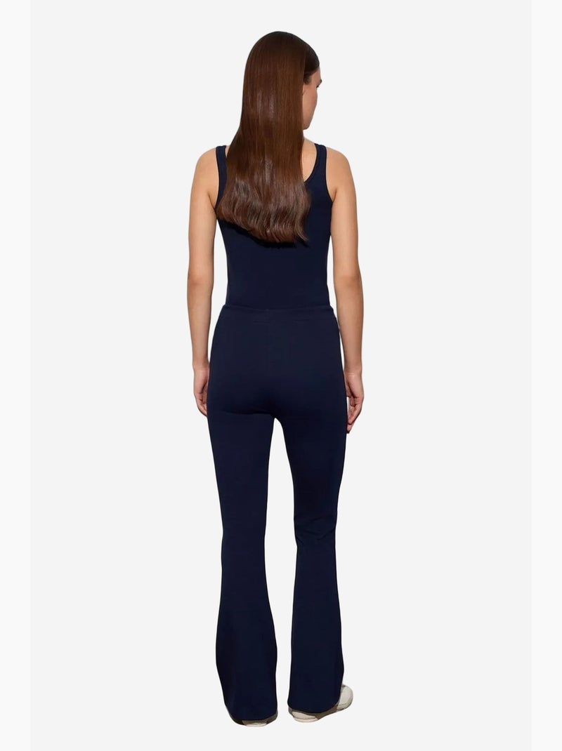 Pantaloni in jersey a zampa a vita media con coulisse dilvin Blu marino - Kiabi