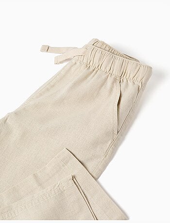 Pantaloni in lino a taglio dritto con coulisse