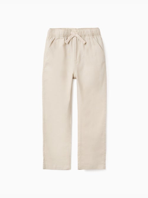 Pantaloni in lino a taglio dritto con coulisse - Kiabi