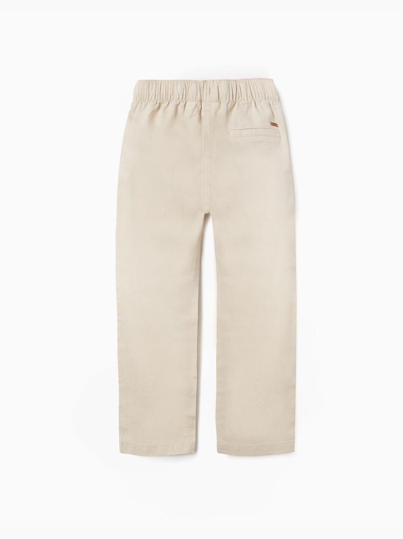 Pantaloni in lino a taglio dritto con coulisse Beige chiaro - Kiabi