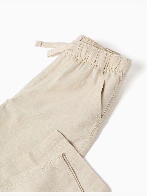 Pantaloni in lino a taglio dritto con coulisse - Kiabi