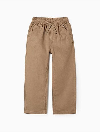 Pantaloni in lino a taglio dritto con coulisse