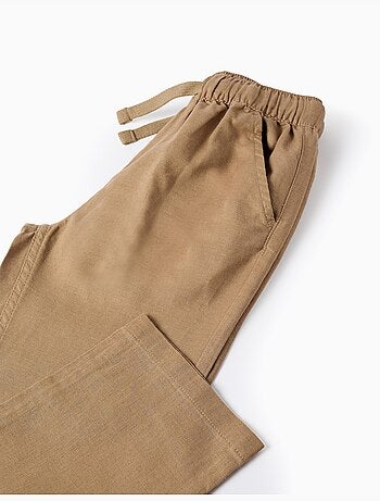 Pantaloni in lino a taglio dritto con coulisse