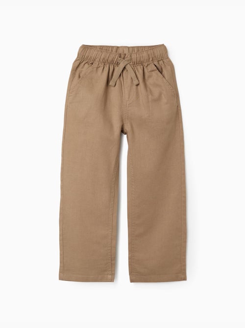 Pantaloni in lino a taglio dritto con coulisse - Kiabi