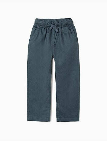 Pantaloni in lino a taglio dritto con coulisse