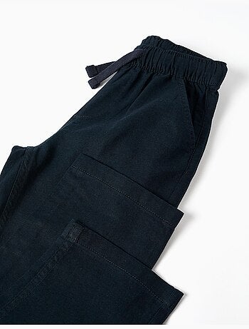 Pantaloni in lino a taglio dritto con coulisse