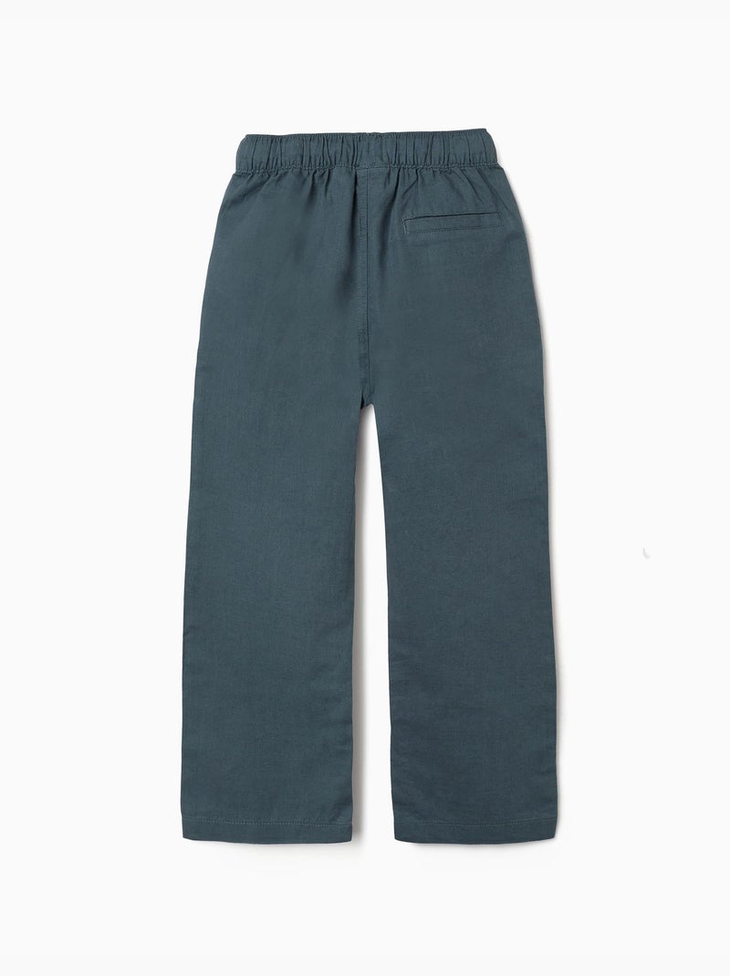 Pantaloni in lino a taglio dritto con coulisse Blu Blu - Kiabi