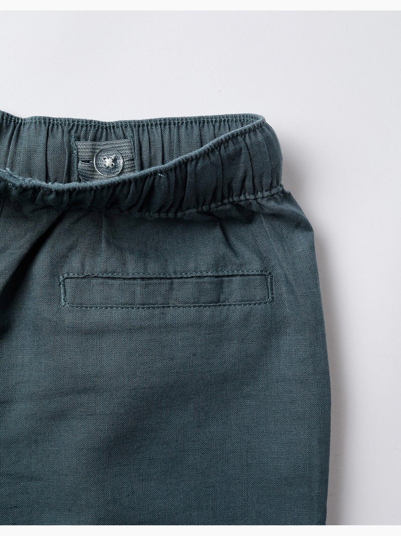Pantaloni in lino a taglio dritto con coulisse Blu Blu - Kiabi