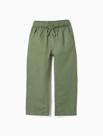 Pantaloni in lino a taglio dritto con coulisse