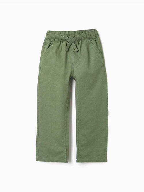 Pantaloni in lino a taglio dritto con coulisse - Kiabi