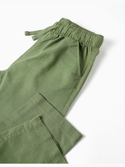 Pantaloni in lino a taglio dritto con coulisse - Kiabi