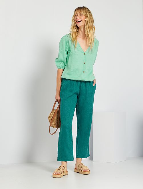 Pantaloni in lino - blu scuro - Kiabi - 18.00€