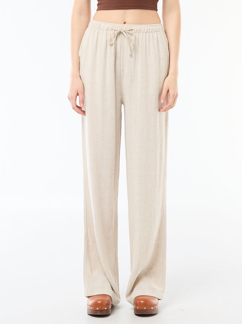 Pantaloni in lino con 2 tasche Beige - Kiabi