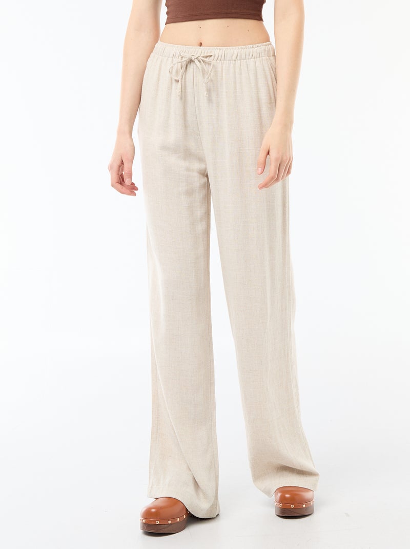 Pantaloni in lino con 2 tasche Beige - Kiabi