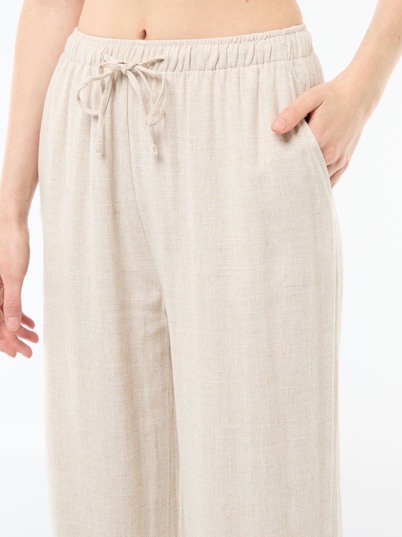 Pantaloni in lino con 2 tasche Beige - Kiabi