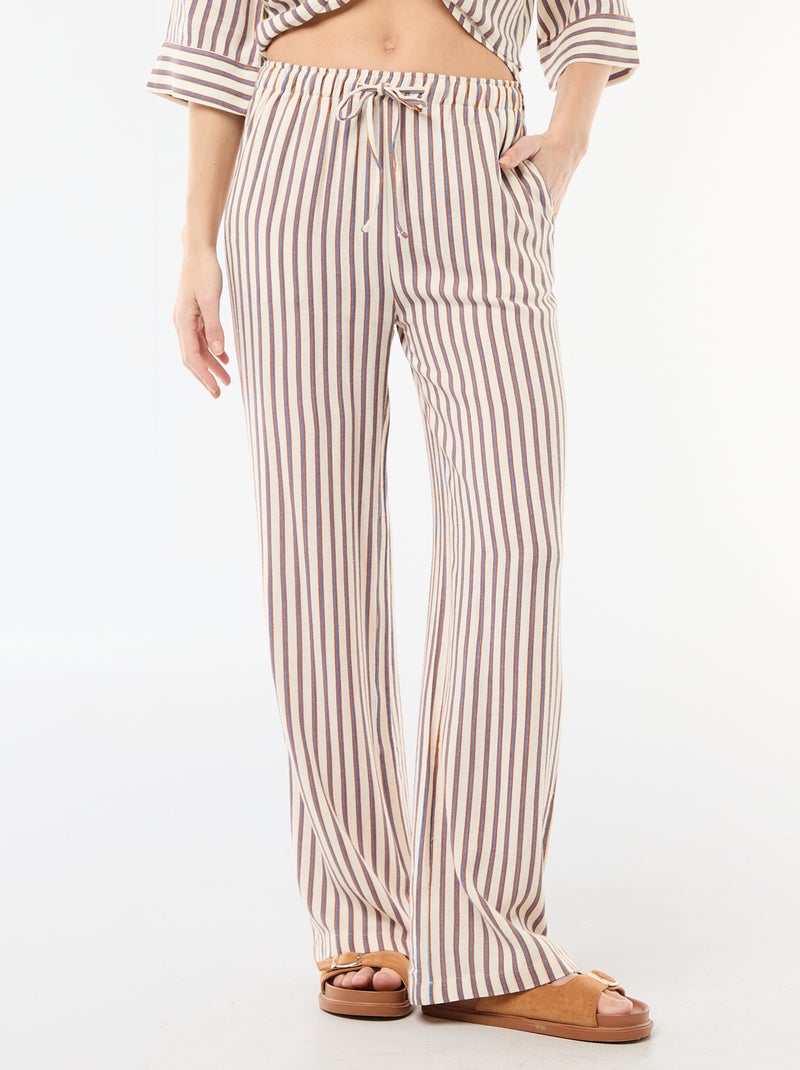 Pantaloni in lino con 2 tasche Beige - Kiabi
