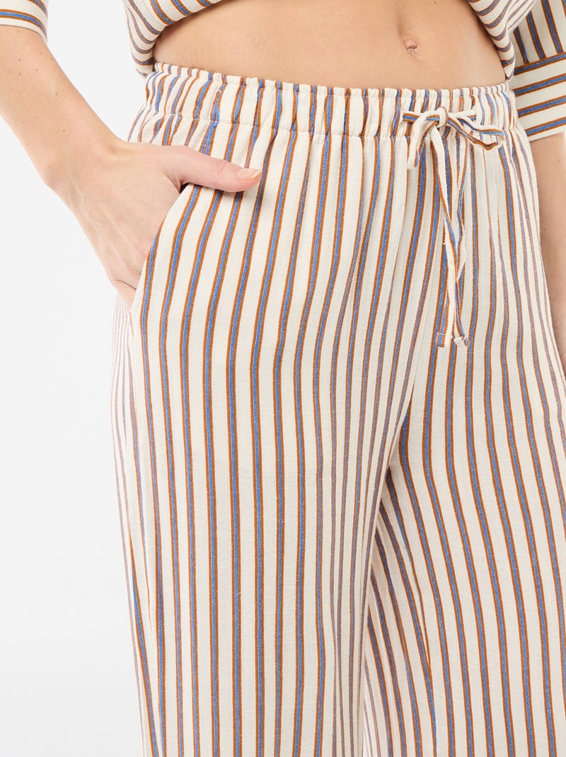 Pantaloni in lino con 2 tasche Beige - Kiabi