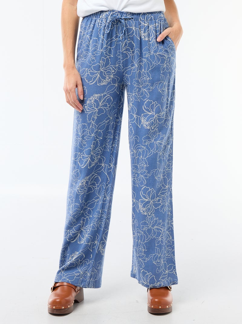 Pantaloni in lino con 2 tasche Blu - Kiabi