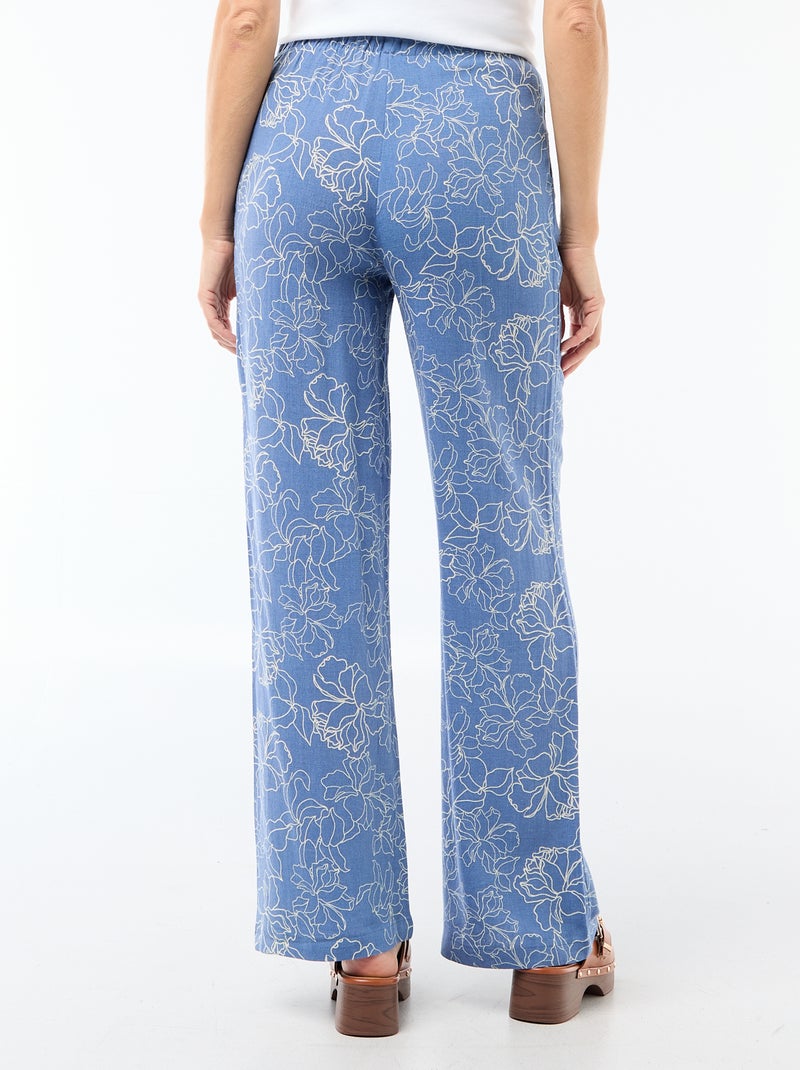 Pantaloni in lino con 2 tasche Blu - Kiabi