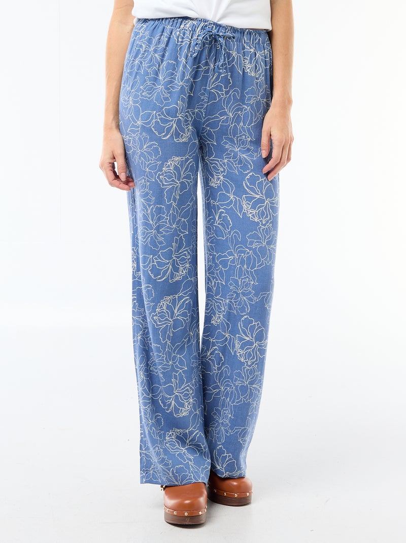 Pantaloni in lino con 2 tasche Blu - Kiabi