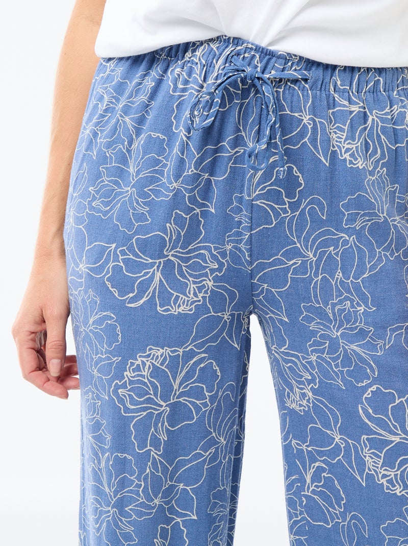 Pantaloni in lino con 2 tasche Blu - Kiabi