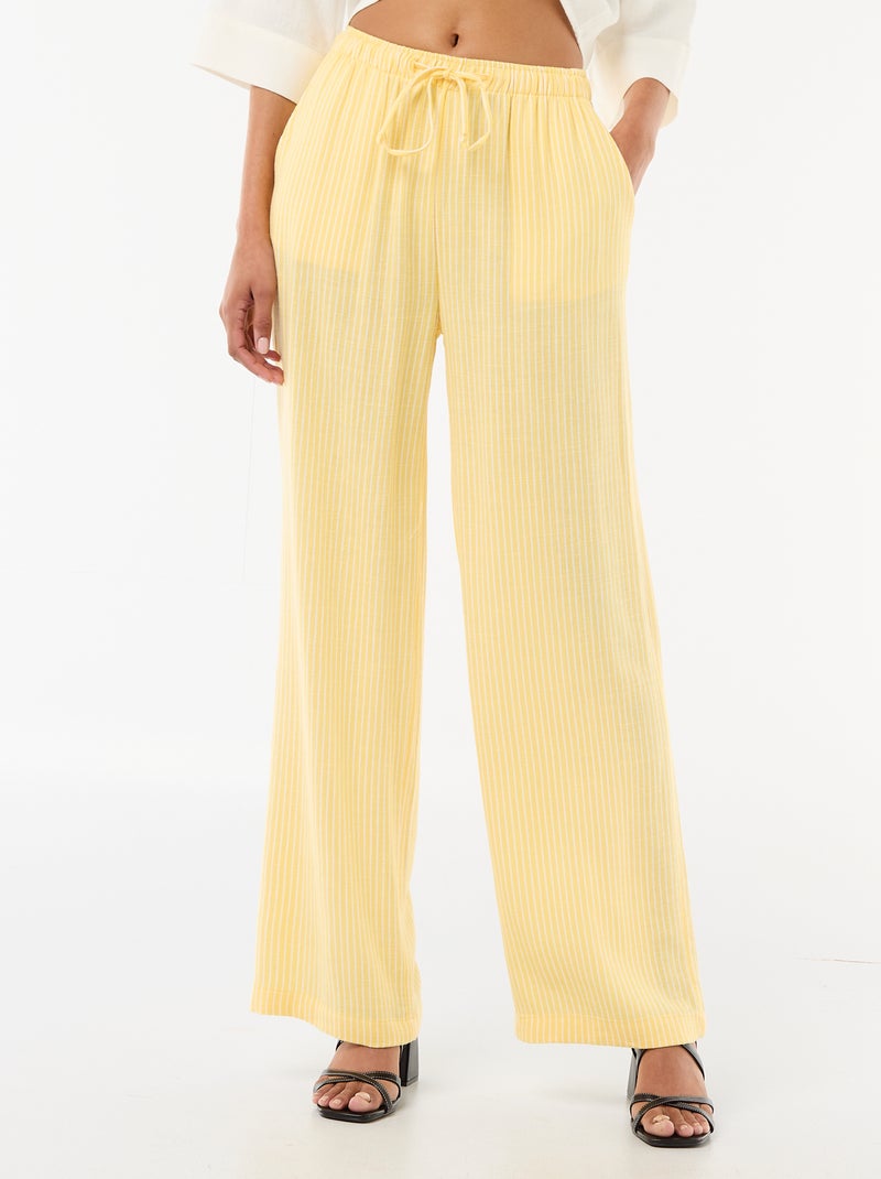 Pantaloni in lino con 2 tasche Giallo - Kiabi