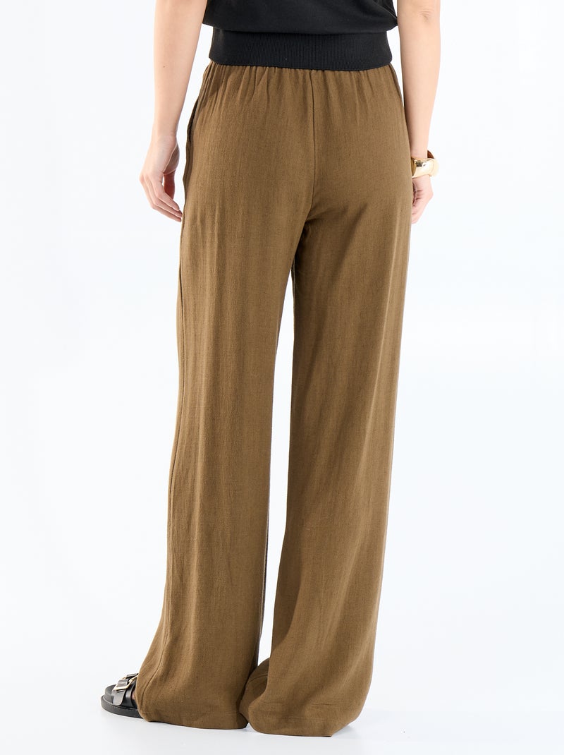 Pantaloni in lino con 2 tasche Marrone - Kiabi