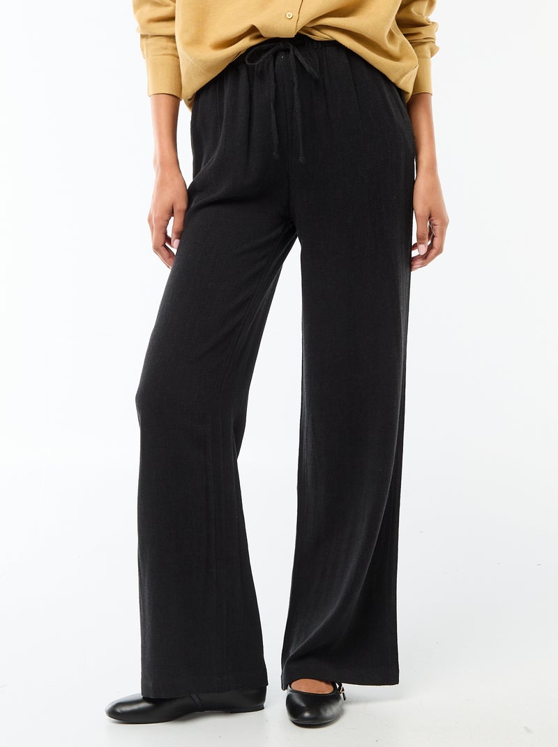 Pantaloni in lino con 2 tasche Nero - Kiabi