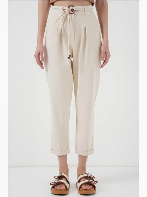 Pantaloni in lino con cintura bdart - Kiabi Pantaloni in lino con cintura bdart - Kiabi