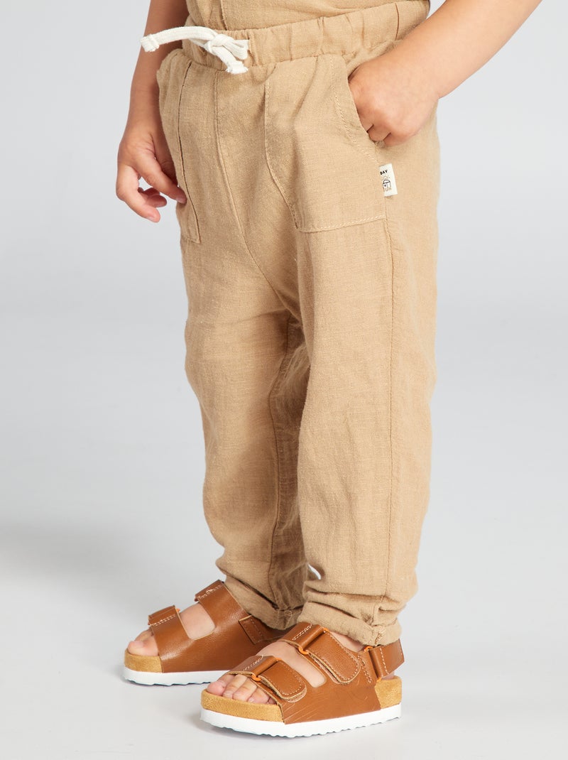 Pantaloni in lino e cotone BEIGE - Kiabi
