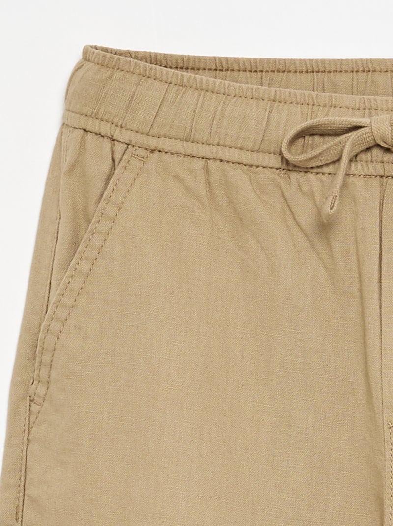 Pantaloni in lino e cotone Beige - Kiabi
