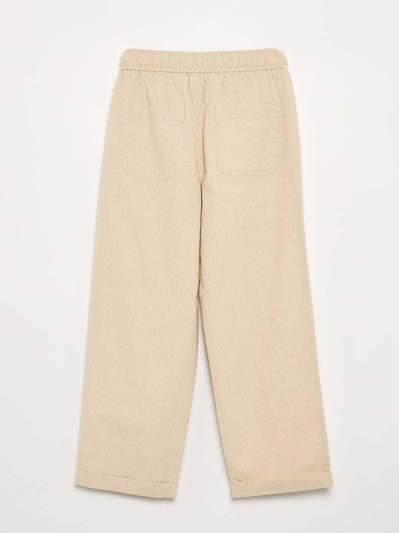 Pantaloni in lino e cotone Beige - Kiabi
