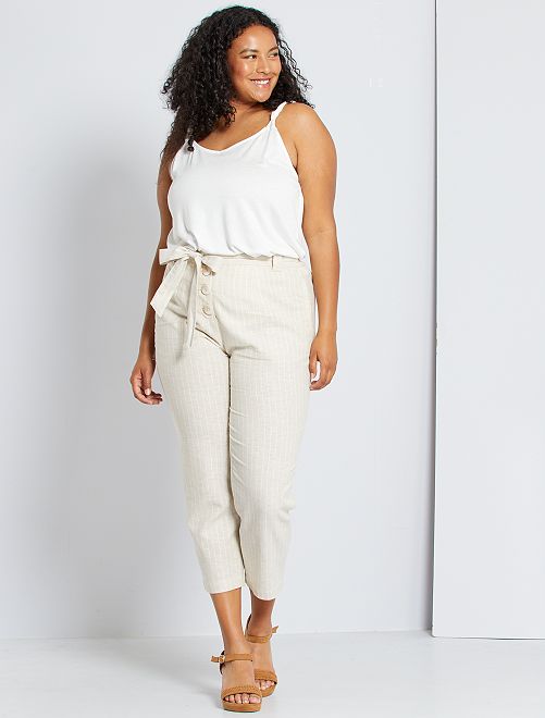Pantaloni in lino e cotone - BEIGE - Kiabi - 22.00€